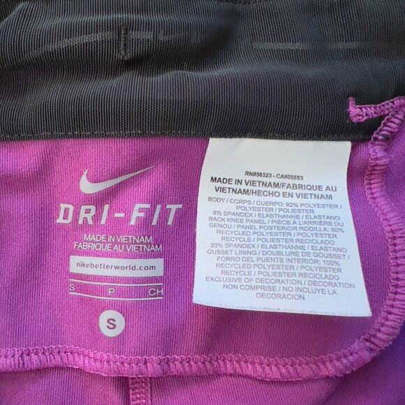 Nike Leggings Size S Purple/Black Dri-Fit Essential 3/4 Running Capri - Picture 4 of 11
